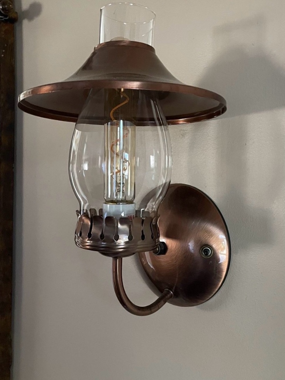 Wall-Mount Lantern Sconce in Copper Brown set of 2